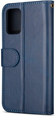   Луксозен кожен калъф тефтер с цип и визитник за Samsung Galaxy S20 FE G780F тъмно син